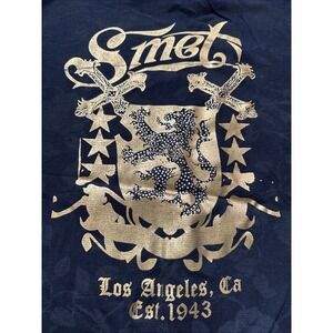 Mens Rebel Spirit Grunge Y2k Studed Crest Long Sleeve Shirt Sz XL Waffle Lion